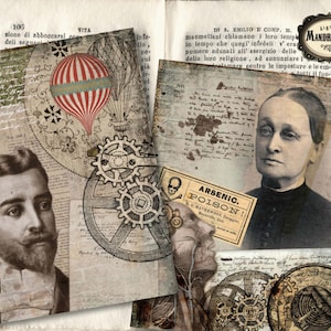 Steampunk papers, Victorian digital prints, steampunk printable,  steampunk scrapbooking, instant digital download