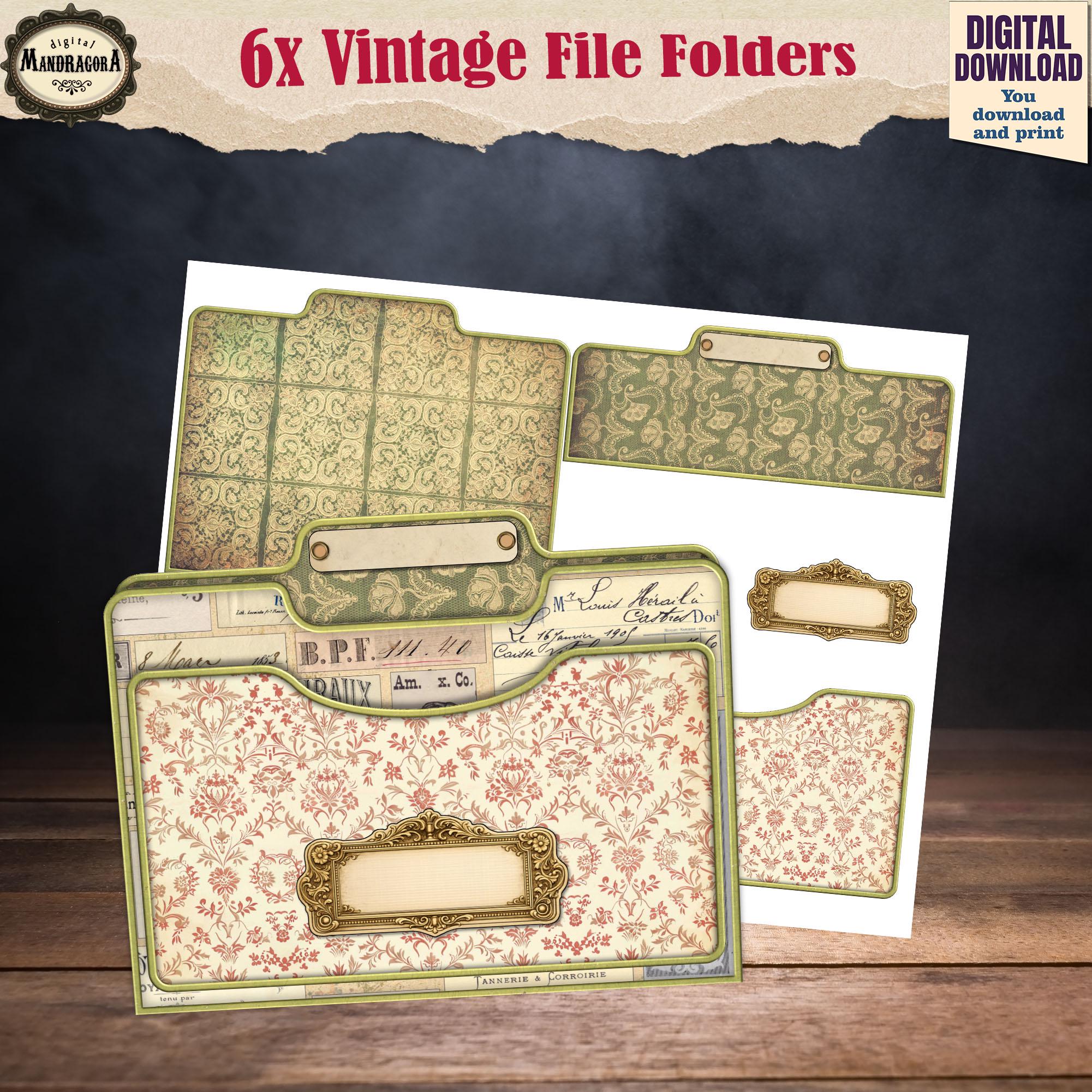 Vintage Mini Tab Folder Pockets, Printable Junk Journal Ephemera Set ...