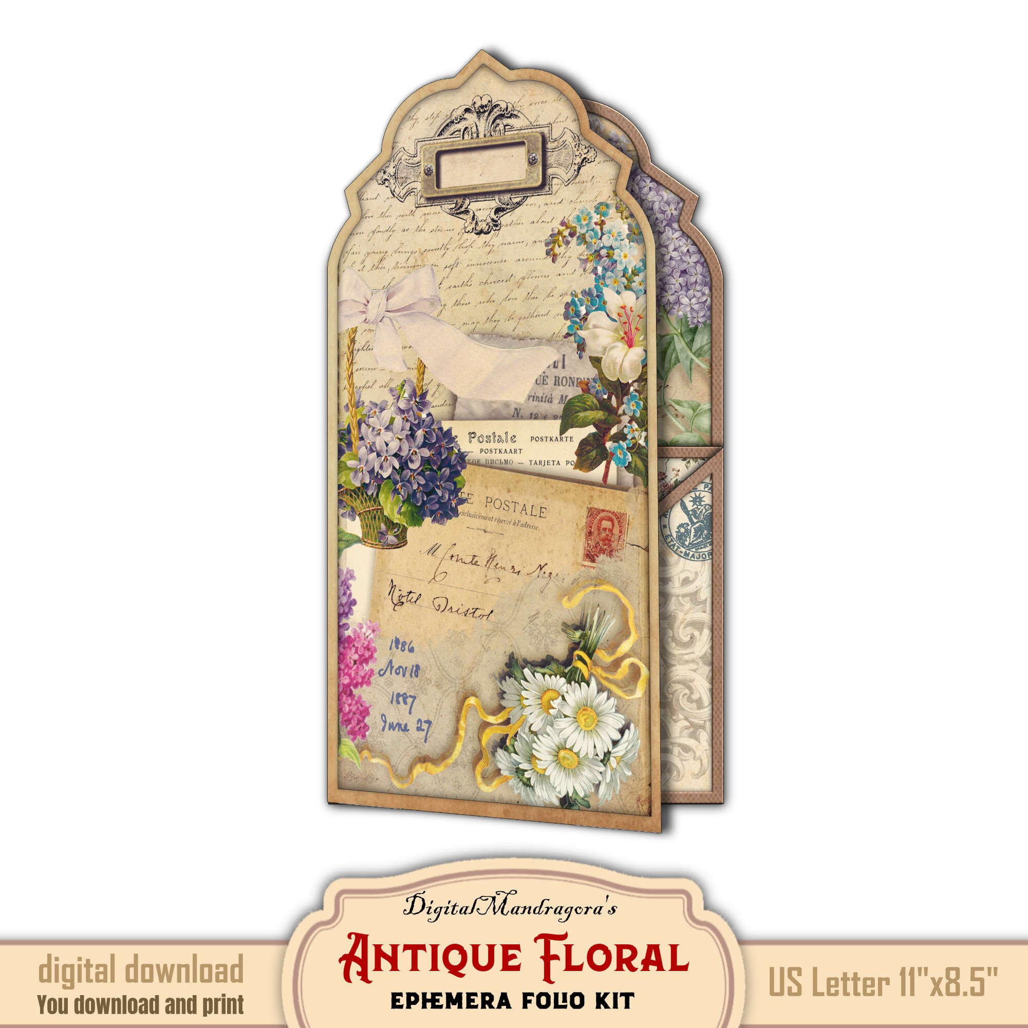 Floral Ephemera Folio Kit: Vintage Junk Journal DIY (digital Download ...