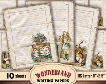 Vintage Alice in Wonderland Writing Papers: Printable Stationery (PDF)