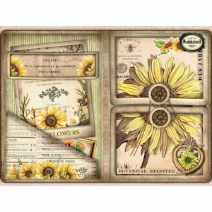Golden Sunflowers, Folio kit, Junk Journal, Loaded Folder, Craft Kit, Ephemera, Digital, Junk Journal Kit, Printable, Digital, Download