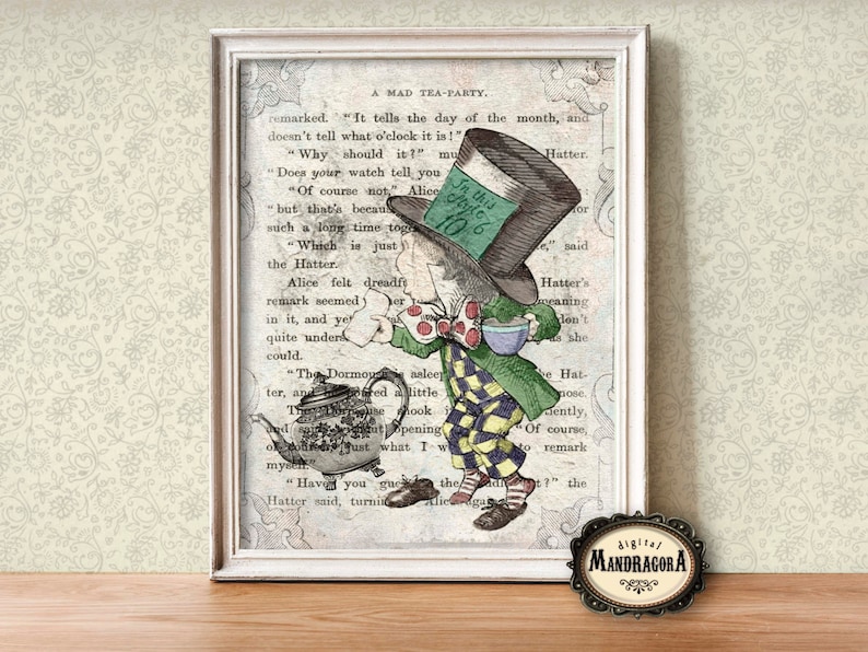 Hatter Text Mad Hatter Alice in Wonderland Print: 8.5x11