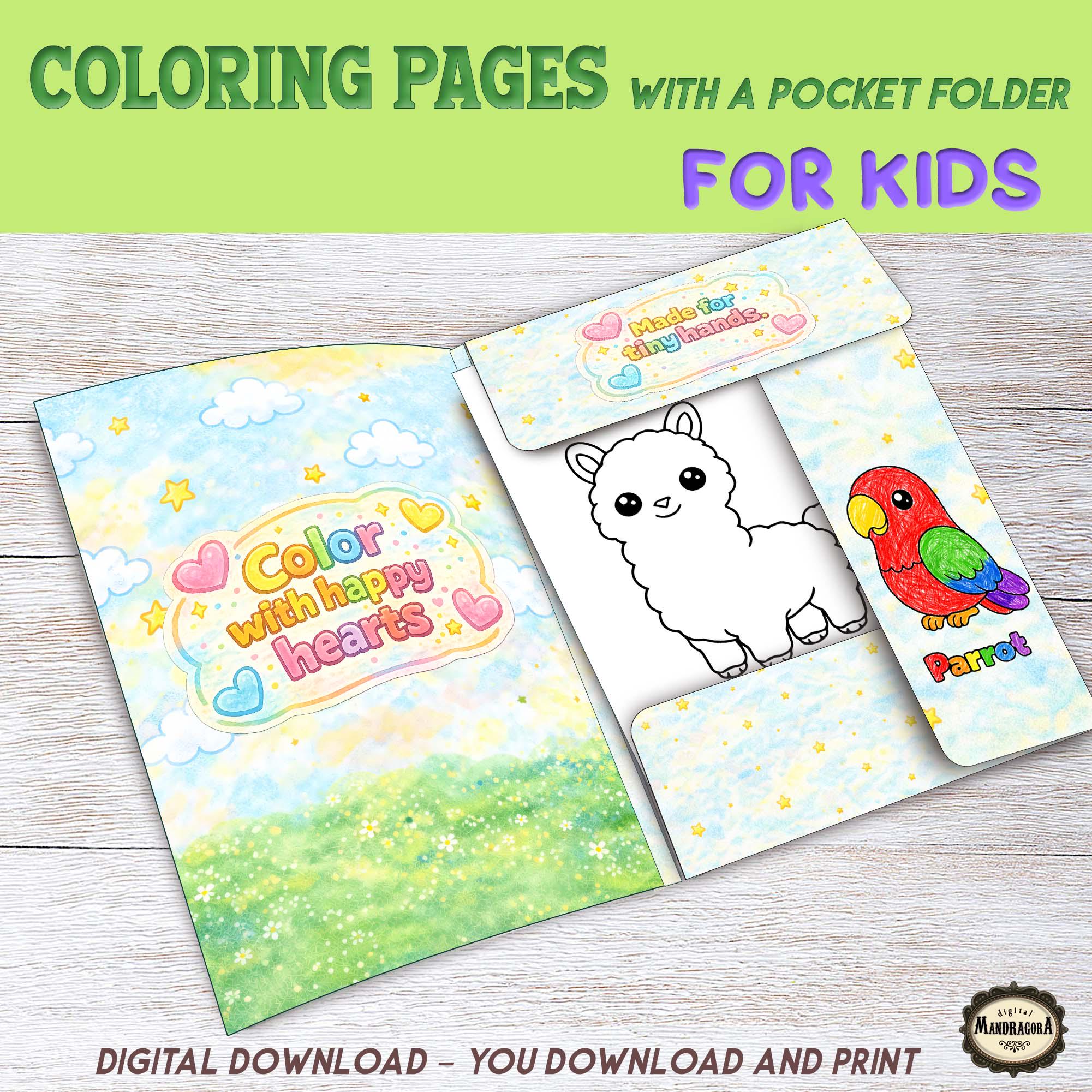 Toddler Animal Coloring Pages Pocket Folder Kit – 40 Black & White ...