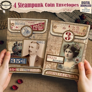 Steampunk Printable Envelopes — Vintage  Rustic Aged Antique Style Ephemera Collage Junk Journal Add-On