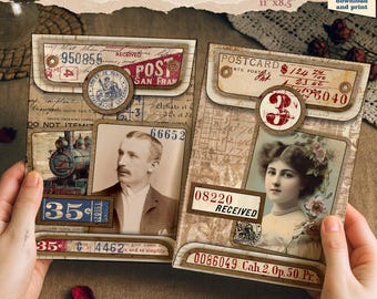 Steampunk Printable Envelopes — Vintage  Rustic Aged Antique Style Ephemera Collage Junk Journal Add-On
