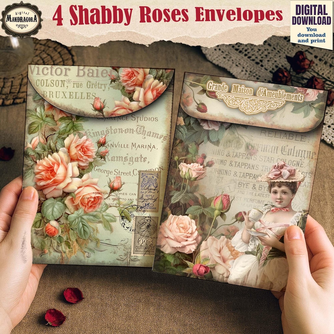 Shabby Cottage Chic Envelopes: Vintage Ephemera for Junk Journal ...