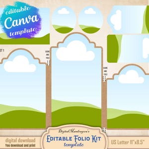 Junk journal folio kit Drag and drop CANVA template