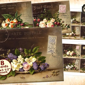 Victorian scrapbook  ephemera junk journal floral collage postcards printable, digital download