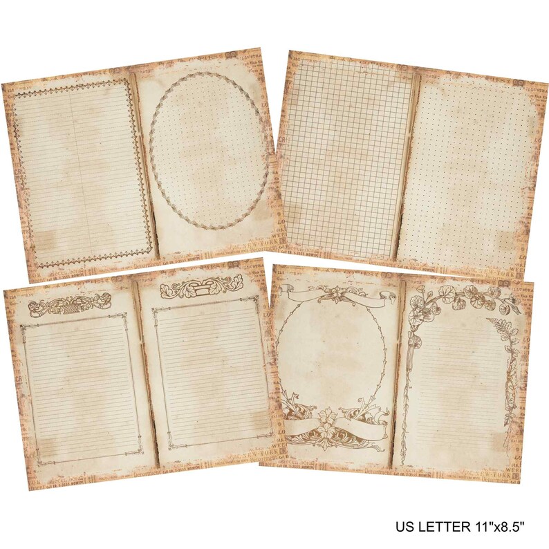 vintage writing papers, junk journaling