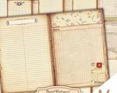 Junk Journal Pages A4 Printable Kit – Vintage Grunge Paper Double Spread, Antique Ledger Sheets, Blank Invoice Forms