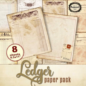 Ledger Paper Pack Vintage Grunge Blank Digital Prints for Scrapbooking Junk Journal Torn Worn Ephemera Download