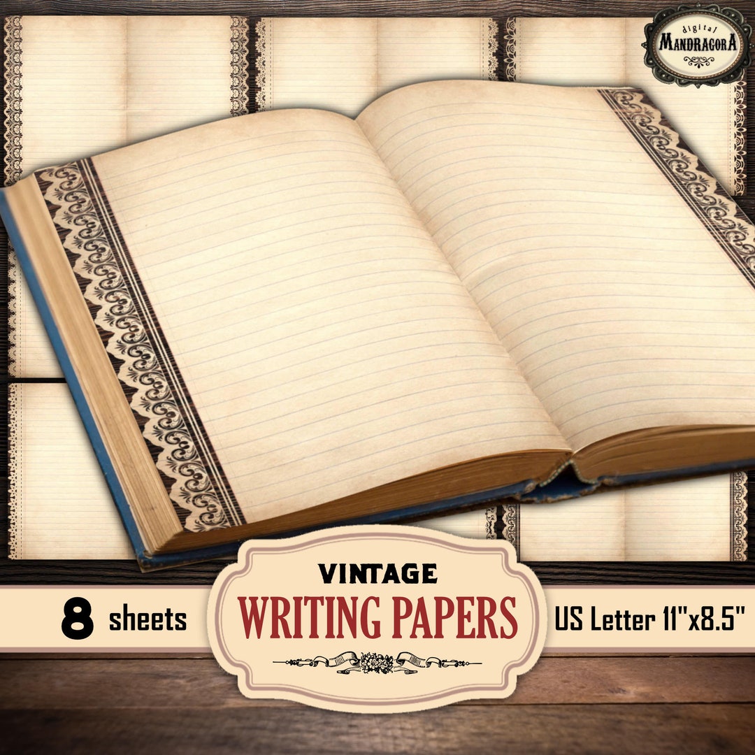 Lace Trim Journal Paper: Vintage Lined Notebook Pages (digital Download ...