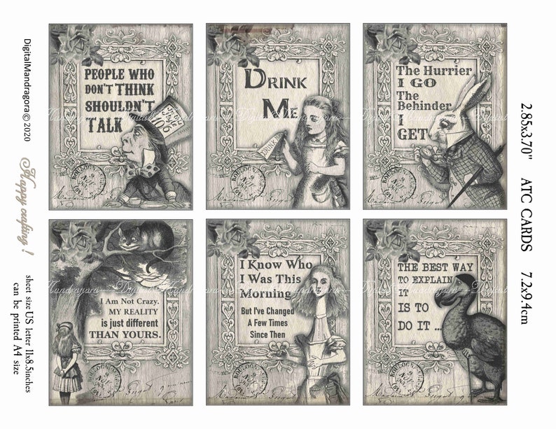 Alice in Wonderland Cards Wonderland Quotes Wonderland | Etsy