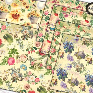 Floral paper pack, Shabby roses, Scrapbook prints, Digital collage, Floral paper craft, Decoupage, Antique flowers, Digital download