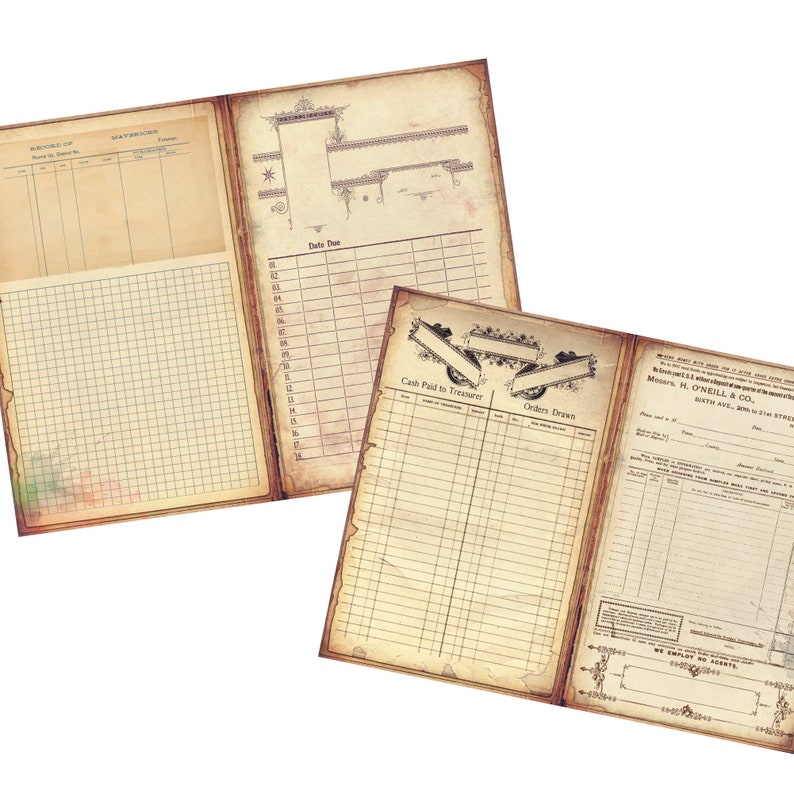 Grunge Shabby Junk Journal Kit with Double Pages - Printable Digital Ephemera
