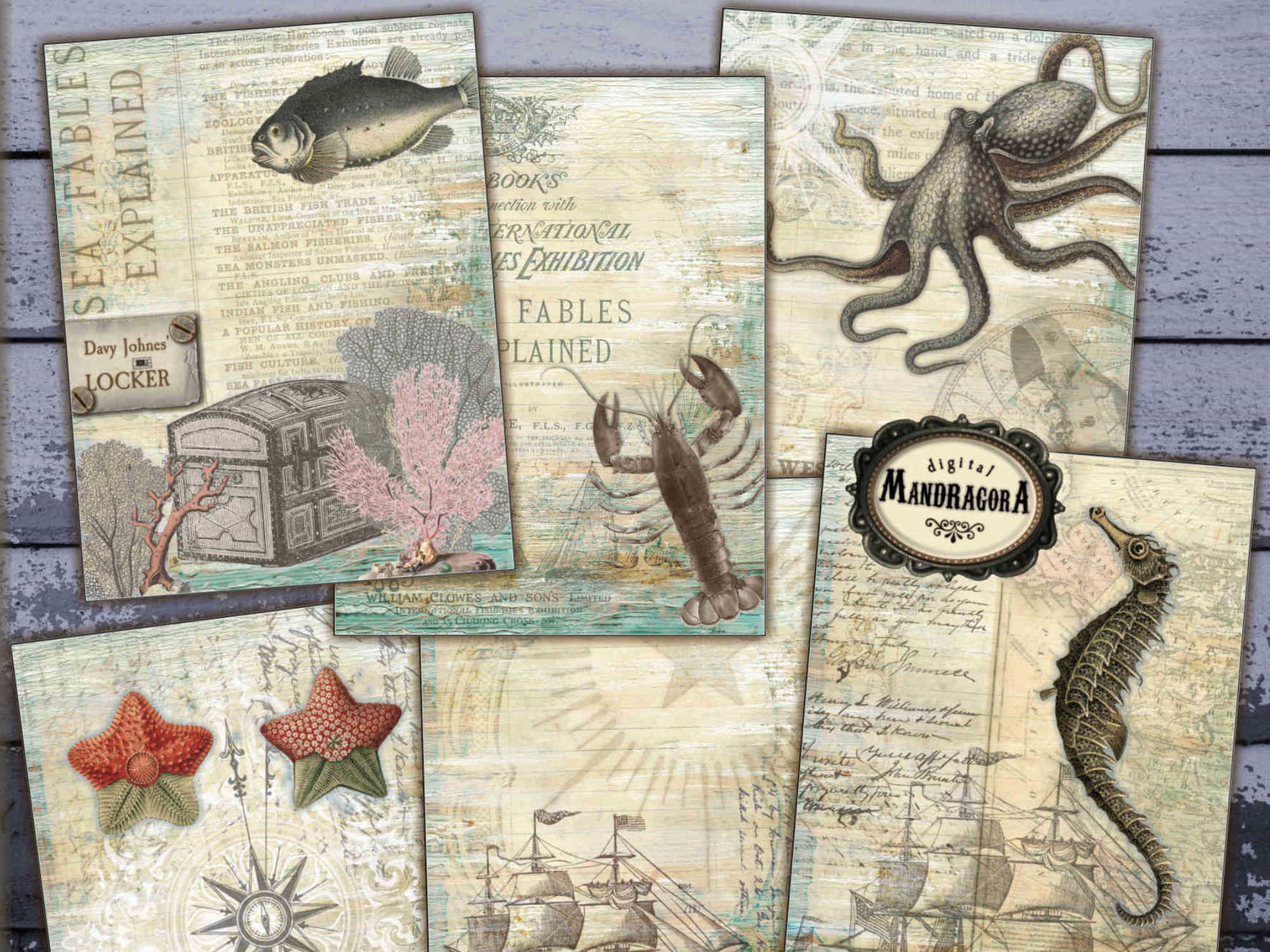 Nautical Ephemera Cards 2.85x3.7 Printable Maritime - Etsy