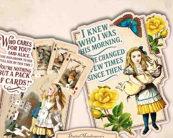 Alice im Wunderland Ephemera: Vintage Etiketten, Mad Hatter Tea Party (Digitaler Download)