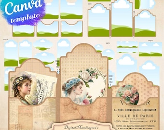 Drag-and-Drop Canva Frame Folio Kit - Editable Blank Junk Journal Template Pack