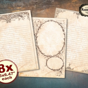 Writing paper pack, printable decorative papers, junk journal papers, vintage correspondence, stationery papers, instant digital download