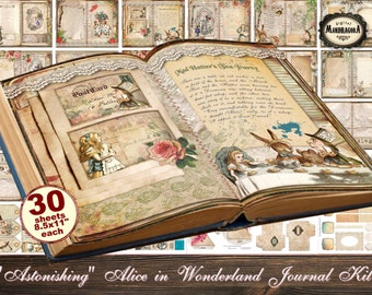 Papers Tags Pictures & Quotes Alice In Wonderland Junk Journal Scrapbook Kit 70 Papers Tags Pictures & Quotes Alice In Wonderland Junk Journal Scrapbook Kit 70