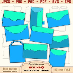 Printable Envelopes Templates - Junk Journal supplies - DIY Scrapbook - Paper Craft project kit -Commercial use - Instant Download