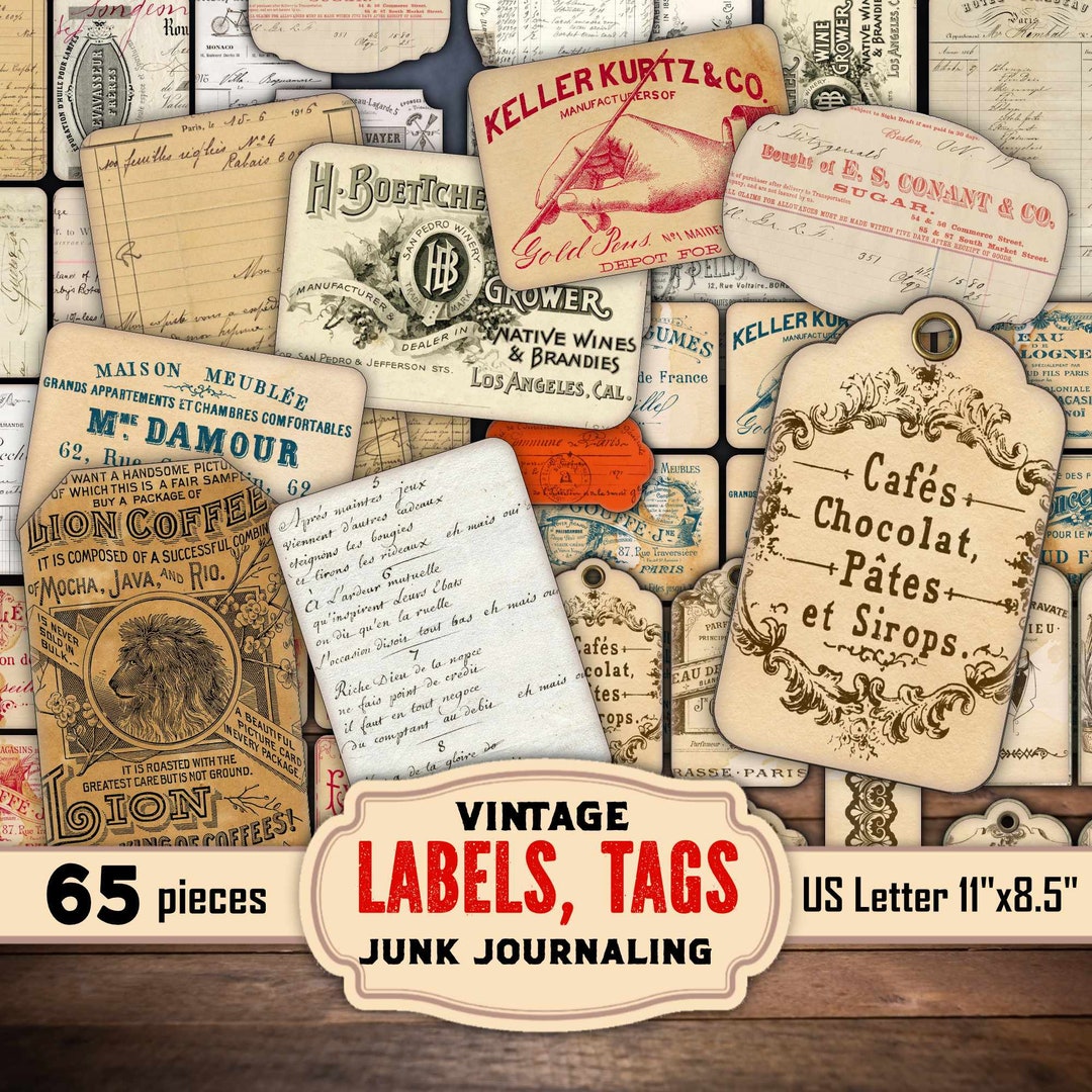 Vintage Labels & Tags: Junk Journal Ephemera (digital Download) - Etsy
