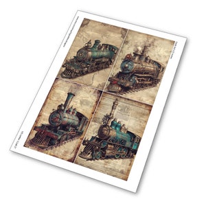 digital download steam locomotive, nostalgic train, Victorian Steampunk, dieselpunk cards, steam fantasy, Victorian traveling, steam transport, steampunk printable, junk journaling, journal cards, digital steampunk, vintage steam trains,