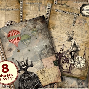 Steampunk Printable Paper Pack: Victorian Scrapbook Ephemera (Digital Download)