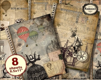 Steampunk Printable Paper Pack: Victorian Scrapbook Ephemera (Digital Download)