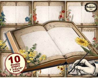 Floral Junk Journal Pages: Vintage Scrapbook Paper (Digital Download)