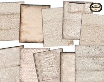 beautiful paper for writing Vintage blank paper pack, stained writing papers, worn papers, distressed papers, scrapbooking, journaling, correspondence, digital download