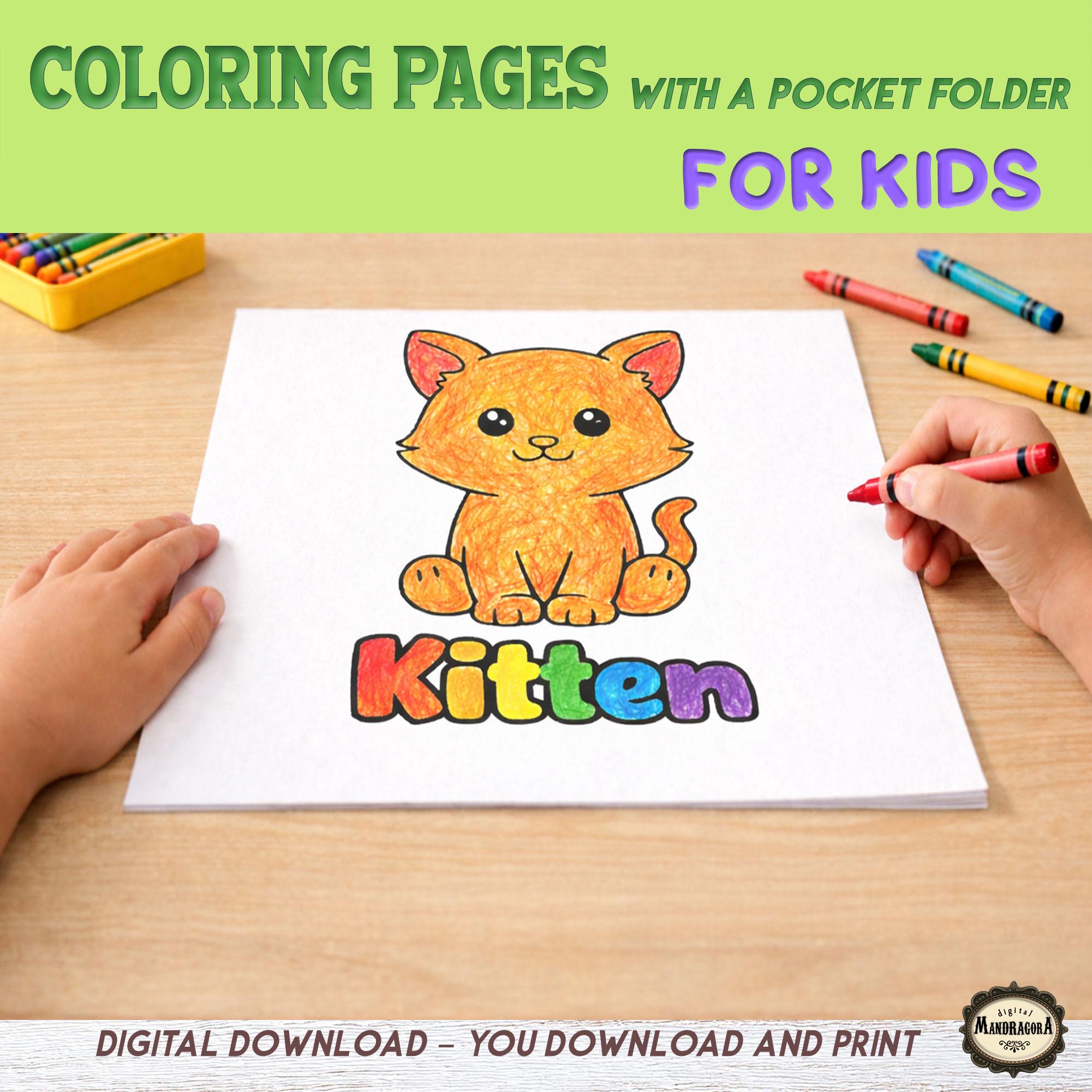 Toddler Animal Coloring Pages Pocket Folder Kit – 40 Black & White ...