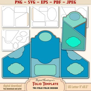 Blank Folio Template: Printable Pockets for Junk Journals (Digital Download)