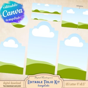 Junk journal folio kit Drag and drop CANVA template