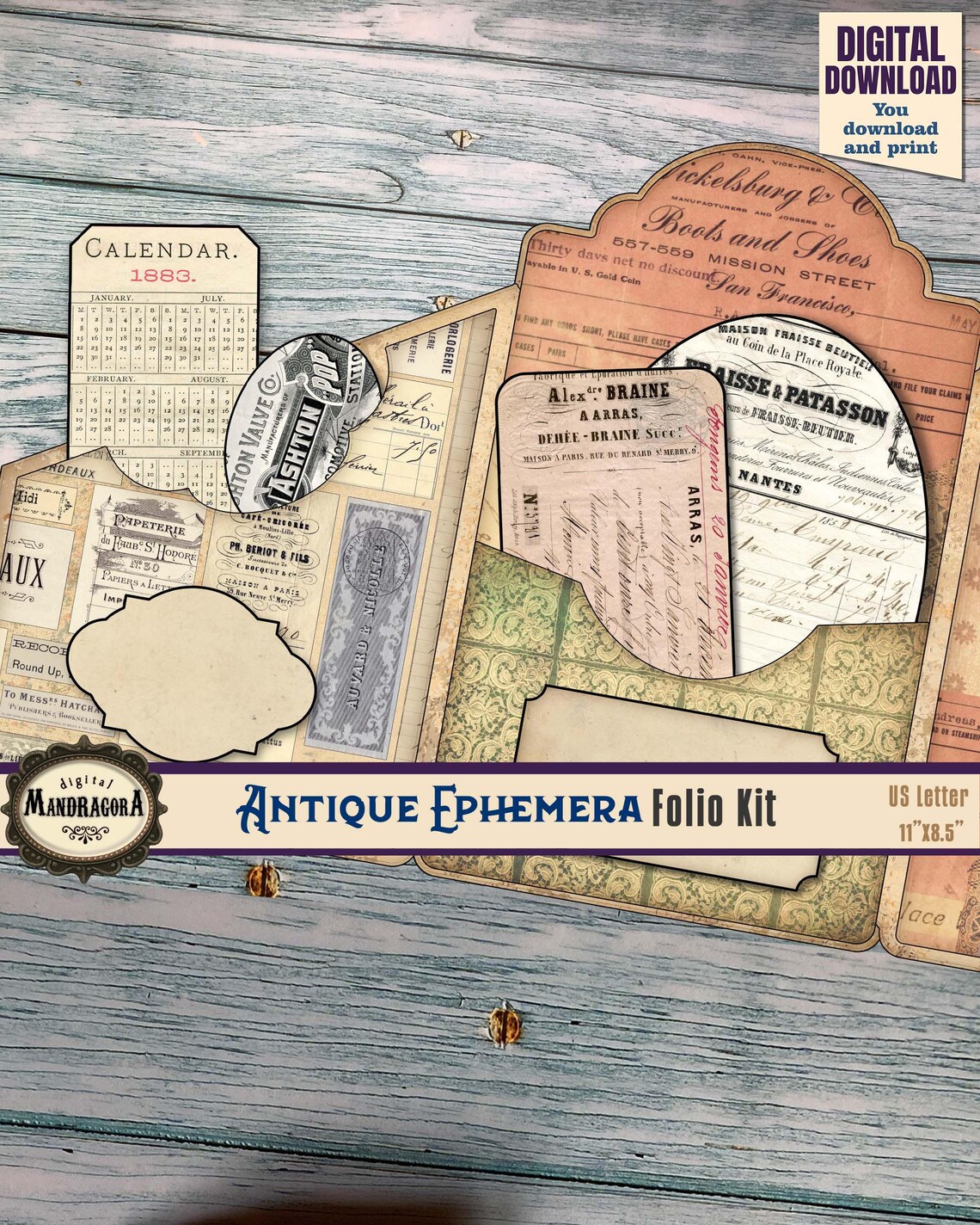 Tri-fold Junk Journal Folio Kit · Vintage Easy Project Ephemera Holder ...