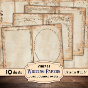 Vintage stationery foldable writing papers for junk journaling, Grunge Blank  distressed  pages, Digital writing journal, Instant download
