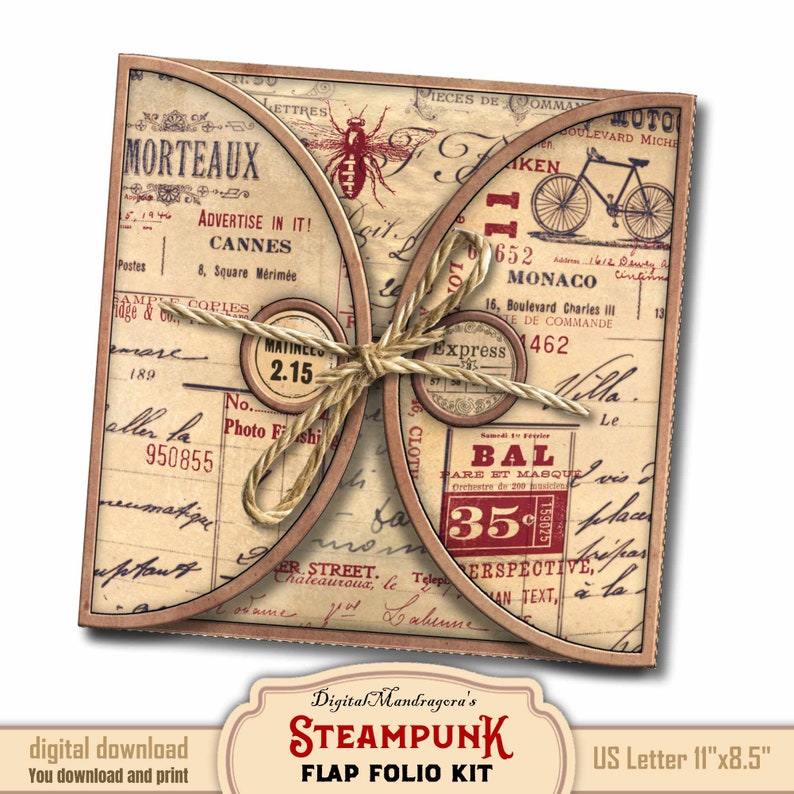 Steampunk Junk Journal Folio Kit: Victorian Ephemera (digital Printable ...