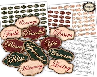 Inspirational Words Fussy Cuts: Junk Journal Ephemera (Digital Download)