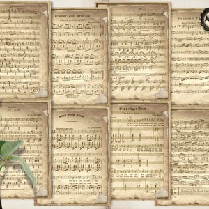 Old vintage music sheet cards for decoration, music sheets for junk journaling, music sheets for crafts, sheet music decor, digital download