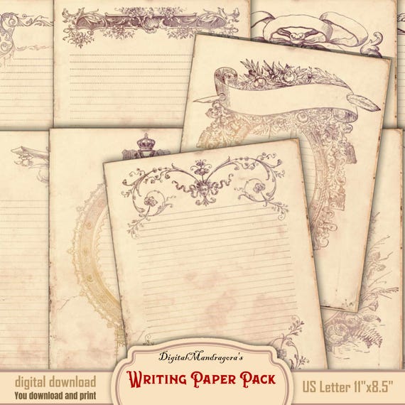 Grunge Lined Writing Paper: Vintage Stationery, Junk Journal (Digital Download)