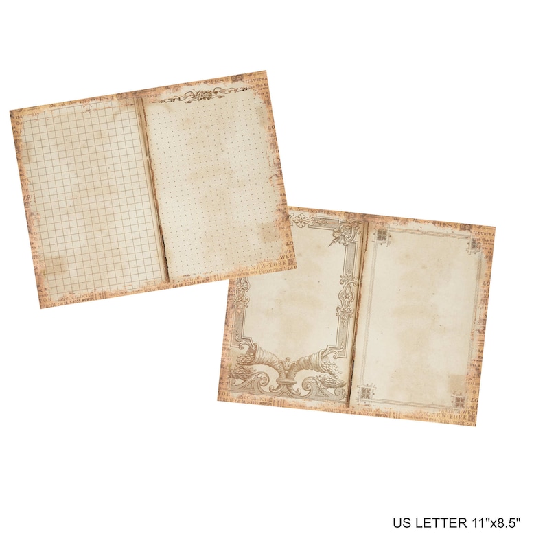 vintage writing papers, junk journaling