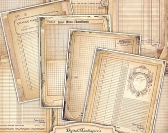 Vintage Ledger Paper: Distressed Journal Pages (Digital Download)