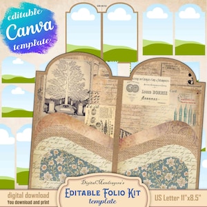 Canva Template: Two Fold Junk Journal Folio Kit (Digital Download)