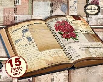 Vintage Grunge Junk Journal Kit: Ephemera, Tickets, Cards (Digital Download)