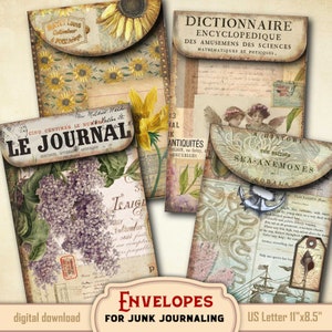 Shabby Envelopes for junk journal, Vintage Ephemera Collage Prints - add-ons, antique paper and country aged style - DIY Papercraft Supplies