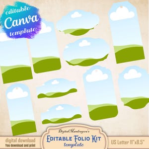 Junk journal folio kit Drag and drop CANVA template