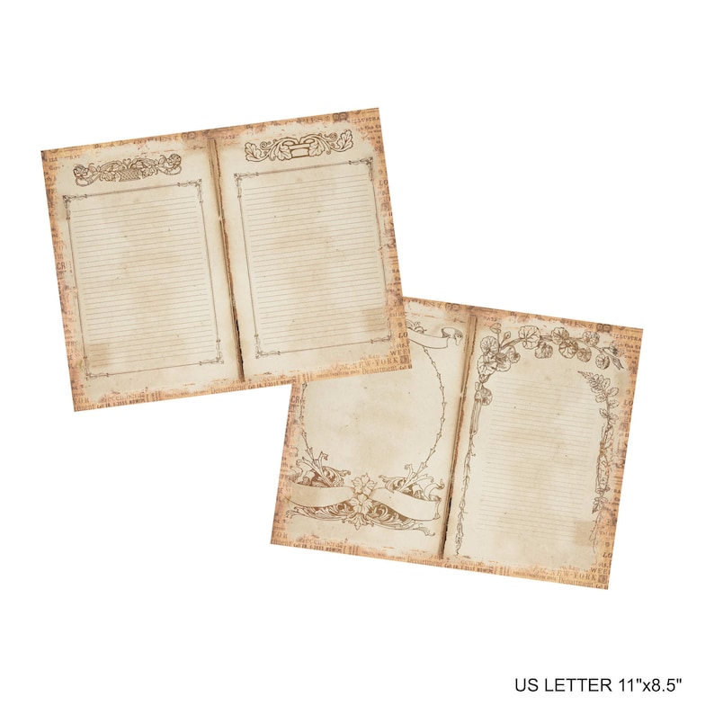 vintage writing papers, junk journaling
