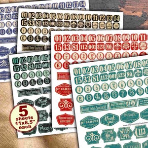 Vintage ephemera fussy cuts clip arts in various colors, ideal  add-ons for junk journal and scrapbooking projects, digital download