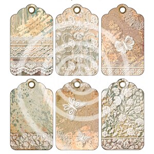 Vintage Lace Tags, Printable Gift Tags, Junk Journal Embellishments ...