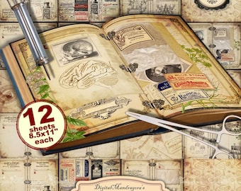Victorian Medical Junk Journal Pages: Pharmacy Ephemera (Digital Download)